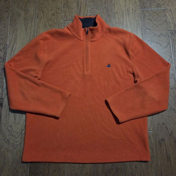 Brooks Brothers Cotton 1/4 Zip Sweater Mens XL Orange Preppy Classic - Picture 1 of 5